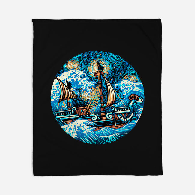 Pirate Waves-None-Fleece-Blanket-glitchygorilla