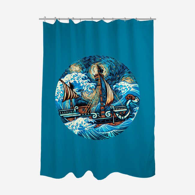 Pirate Waves-None-Polyester-Shower Curtain-glitchygorilla