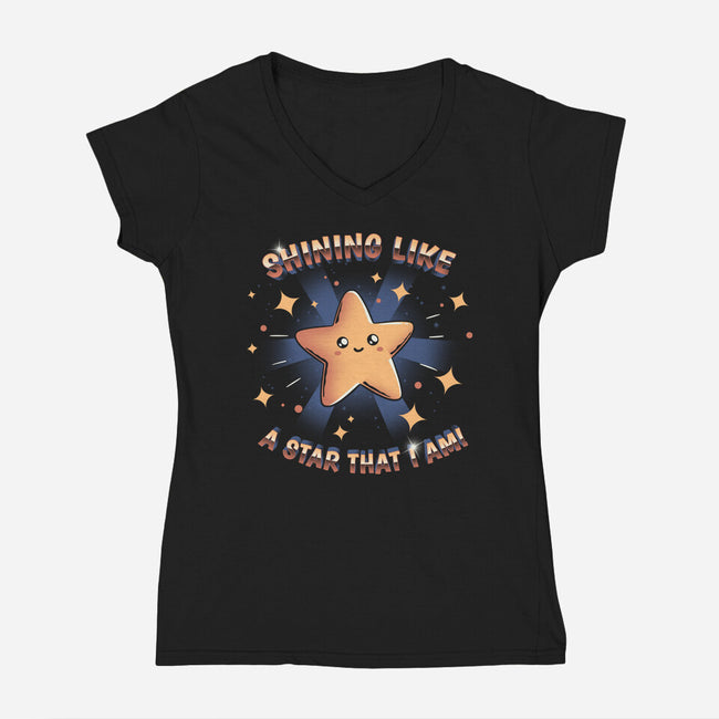 Shining Like A Star-Womens-V-Neck-Tee-yumie