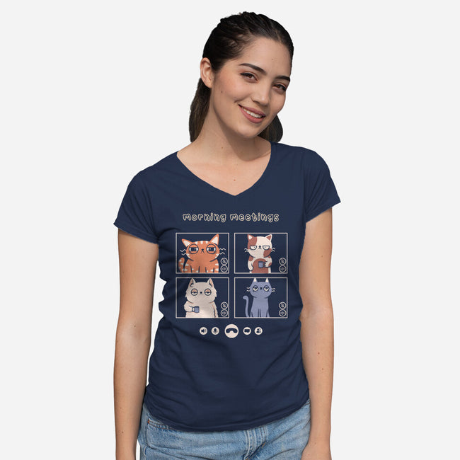 Morning Meetings-Womens-V-Neck-Tee-yumie