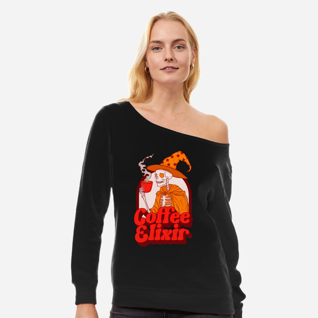 Coffee Elixir-Womens-Off Shoulder-Sweatshirt-Jess.Adams.Creates