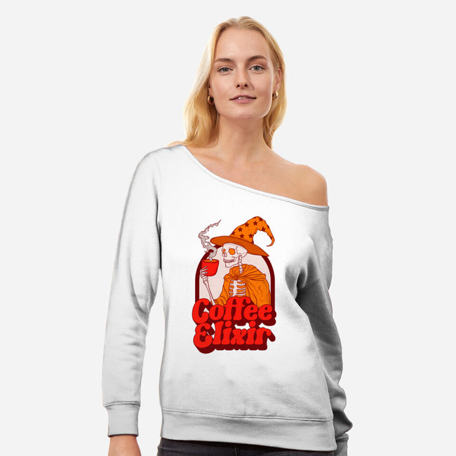 Coffee Elixir-Womens-Off Shoulder-Sweatshirt-Jess.Adams.Creates