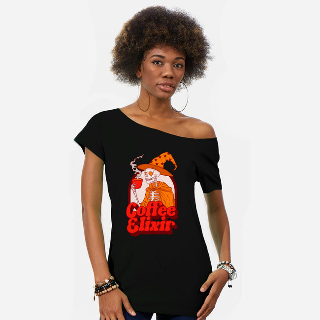 Coffee Elixir-Womens-Off Shoulder-Tee-Jess.Adams.Creates