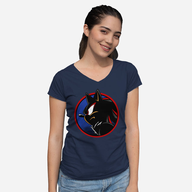 Dark Hedgehog-Womens-V-Neck-Tee-spoilerinc