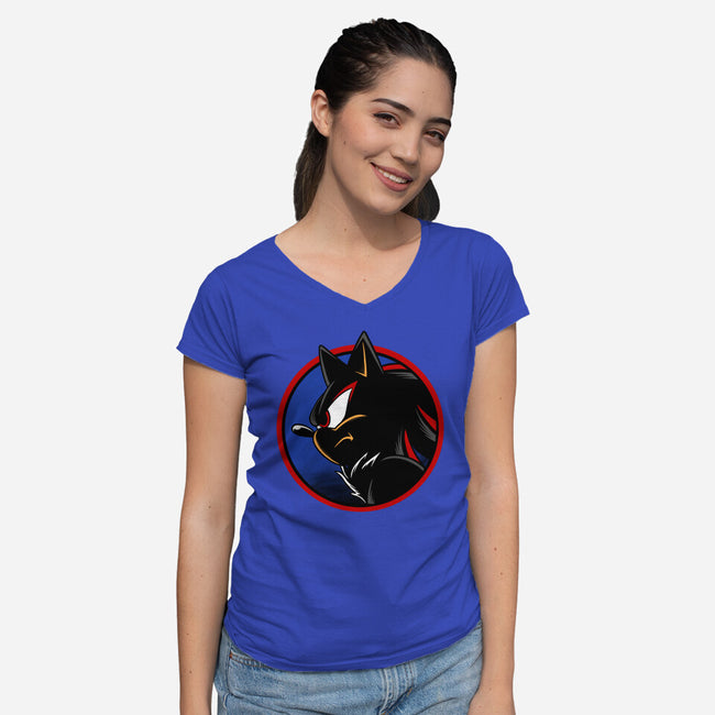 Dark Hedgehog-Womens-V-Neck-Tee-spoilerinc