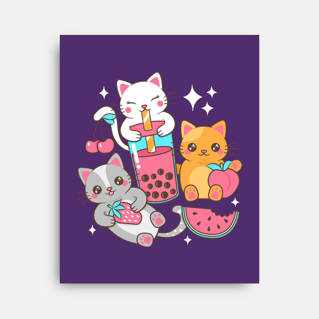 Boba Tea Kittens-None-Stretched-Canvas-robyriker