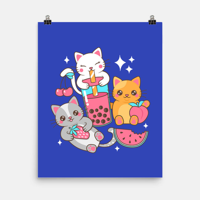 Boba Tea Kittens-None-Matte-Poster-robyriker