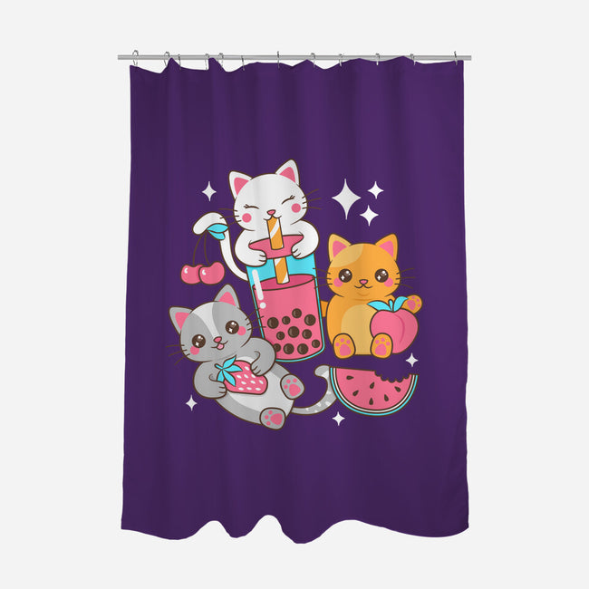 Boba Tea Kittens-None-Polyester-Shower Curtain-robyriker