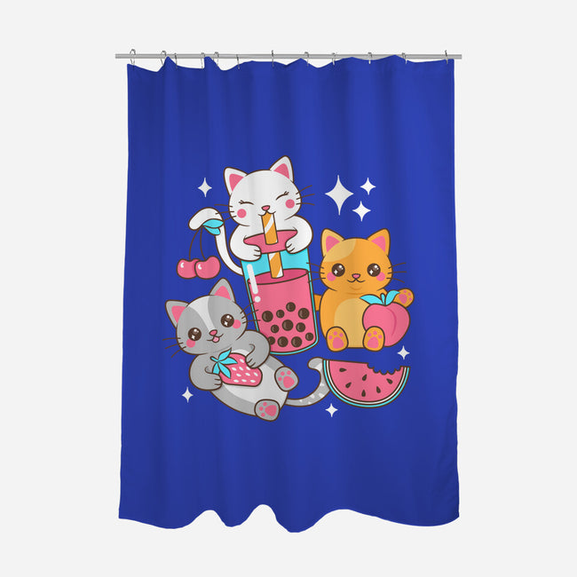 Boba Tea Kittens-None-Polyester-Shower Curtain-robyriker