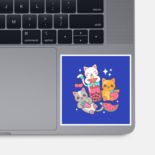 Boba Tea Kittens-None-Glossy-Sticker-robyriker