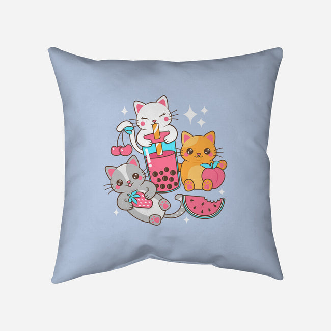 Boba Tea Kittens-None-Removable Cover w Insert-Throw Pillow-robyriker