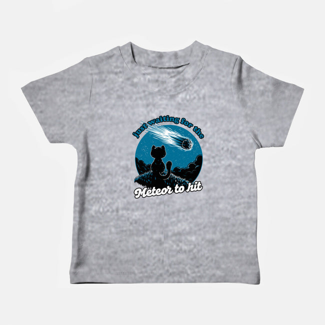 Cat Waiting The Meteor-Baby-Basic-Tee-Studio Mootant