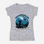 Cat Waiting The Meteor-Womens-V-Neck-Tee-Studio Mootant