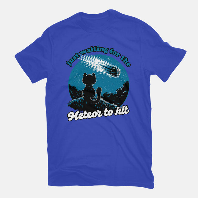 Cat Waiting The Meteor-Mens-Heavyweight-Tee-Studio Mootant