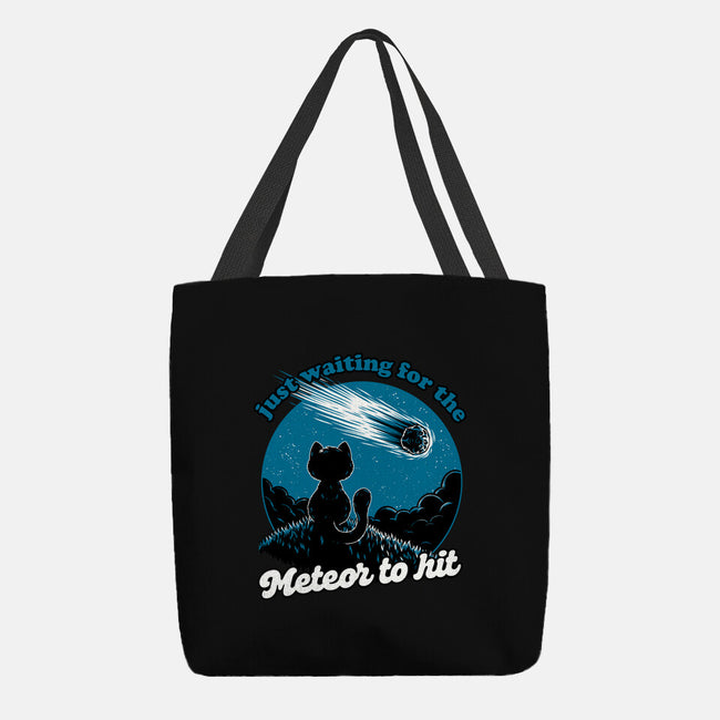 Cat Waiting The Meteor-None-Basic Tote-Bag-Studio Mootant