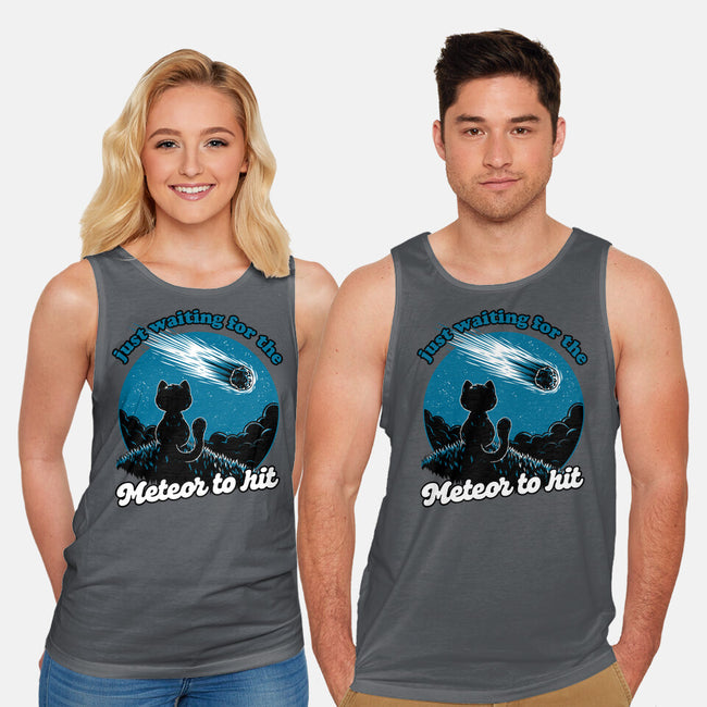 Cat Waiting The Meteor-Unisex-Basic-Tank-Studio Mootant