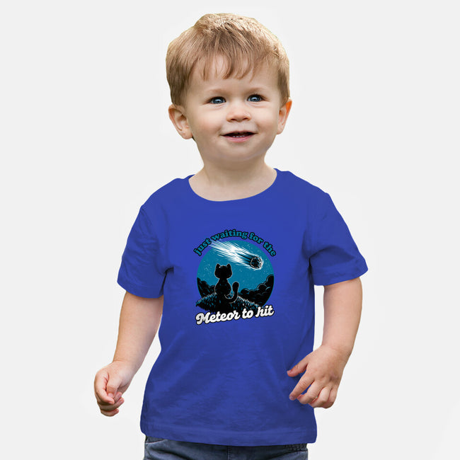 Cat Waiting The Meteor-Baby-Basic-Tee-Studio Mootant