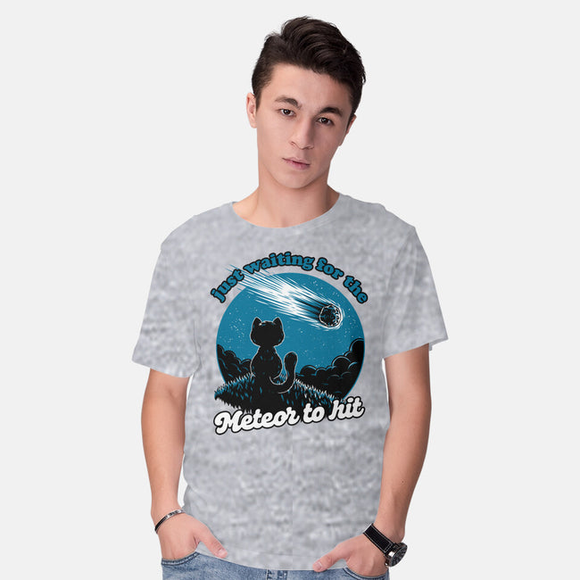 Cat Waiting The Meteor-Mens-Basic-Tee-Studio Mootant