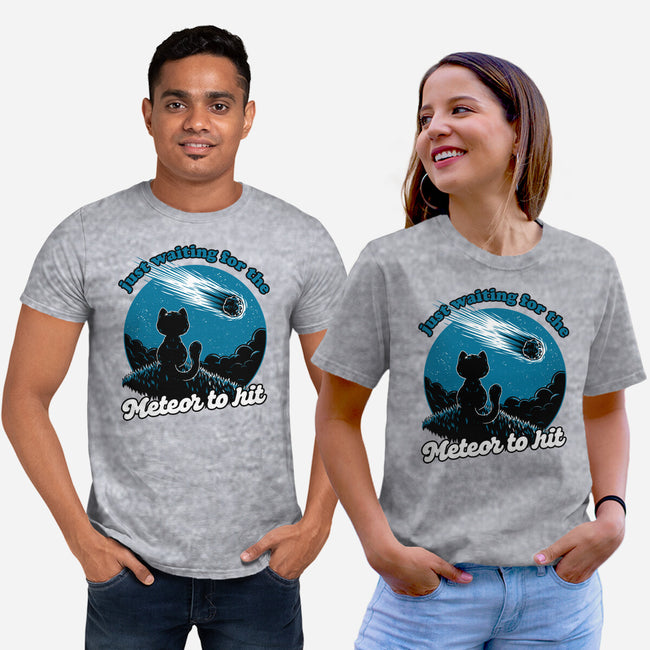 Cat Waiting The Meteor-Unisex-Basic-Tee-Studio Mootant