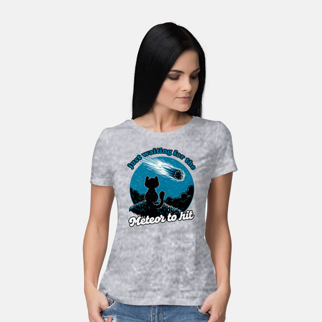 Cat Waiting The Meteor-Womens-Basic-Tee-Studio Mootant