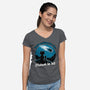 Cat Waiting The Meteor-Womens-V-Neck-Tee-Studio Mootant