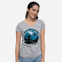 Cat Waiting The Meteor-Womens-V-Neck-Tee-Studio Mootant