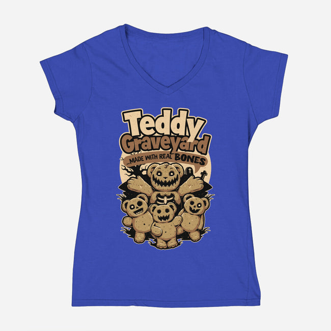 Teddy Graveyard Snack-Womens-V-Neck-Tee-Studio Mootant