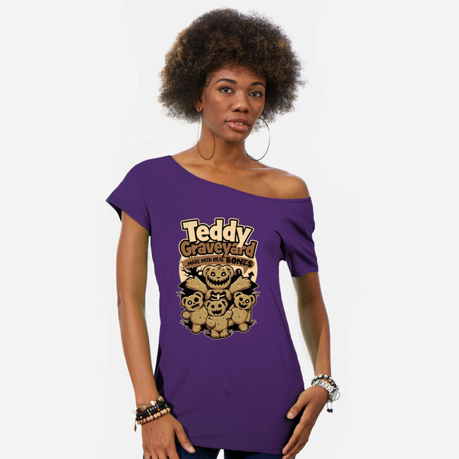 Teddy Graveyard Snack-Womens-Off Shoulder-Tee-Studio Mootant