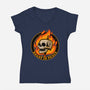 Marshmallow Skull Fire-Womens-V-Neck-Tee-Studio Mootant