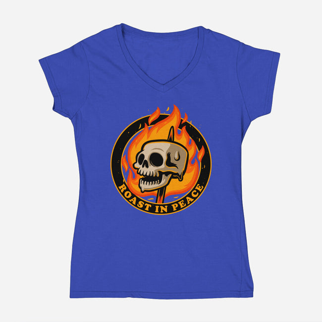 Marshmallow Skull Fire-Womens-V-Neck-Tee-Studio Mootant