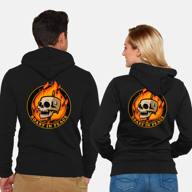 Marshmallow Skull Fire-Unisex-Zip-Up-Sweatshirt-Studio Mootant