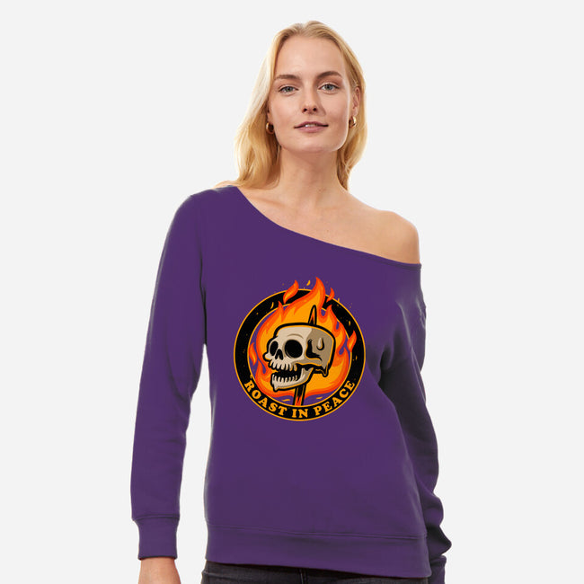 Marshmallow Skull Fire-Womens-Off Shoulder-Sweatshirt-Studio Mootant