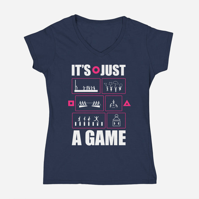 Just A Game-Womens-V-Neck-Tee-demonigote