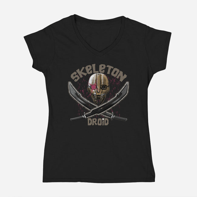 Skeleton Droid-Womens-V-Neck-Tee-Samuel