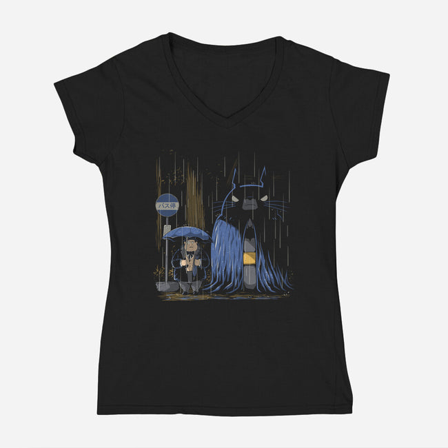 My Neighbor Bat-Womens-V-Neck-Tee-Betmac