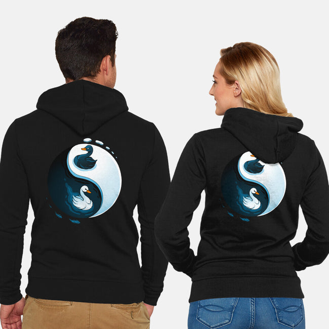 Swan White And Black-Unisex-Zip-Up-Sweatshirt-Vallina84