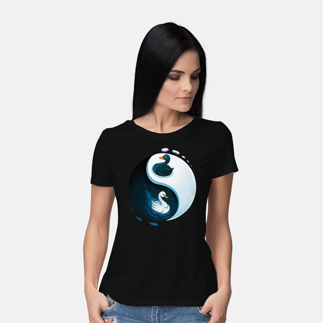 Swan White And Black-Womens-Basic-Tee-Vallina84