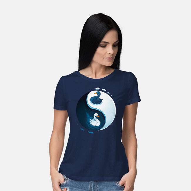 Swan White And Black-Womens-Basic-Tee-Vallina84