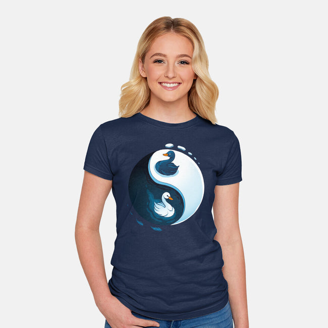 Swan White And Black-Womens-Fitted-Tee-Vallina84