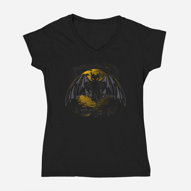 Night Dragon-Womens-V-Neck-Tee-yumie