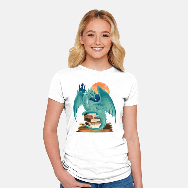 Book Of Dragon And Fantasy-Womens-Fitted-Tee-dandingeroz