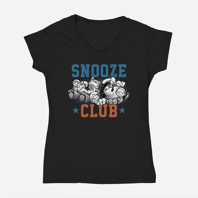 Snooze Club-Womens-V-Neck-Tee-glitchygorilla