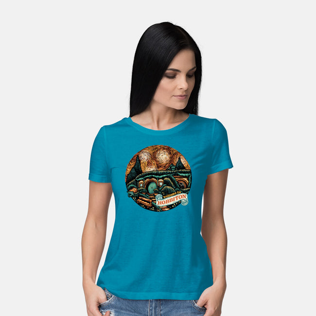 Welcome To Hobbiton-Womens-Basic-Tee-glitchygorilla