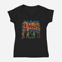 Pizza Turtle Graffiti-Womens-V-Neck-Tee-Studio Mootant