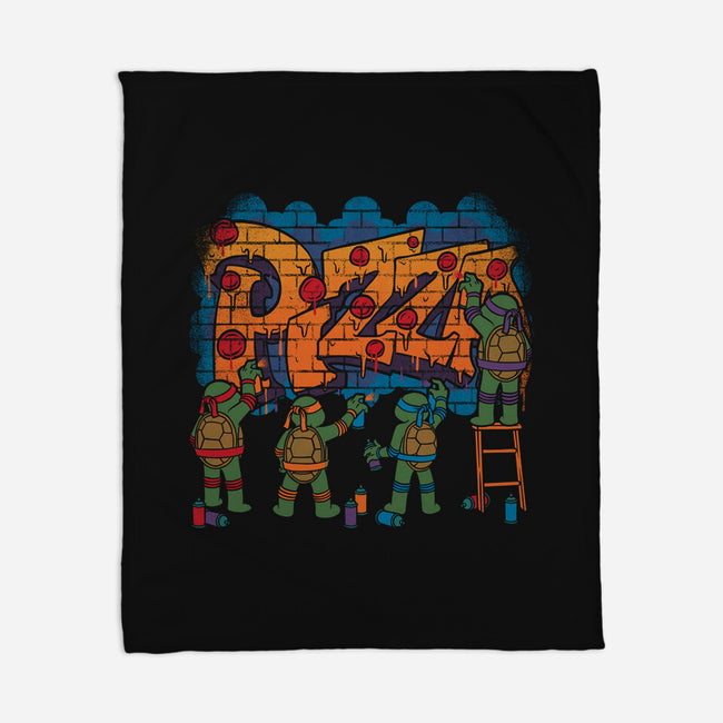 Pizza Turtle Graffiti-None-Fleece-Blanket-Studio Mootant