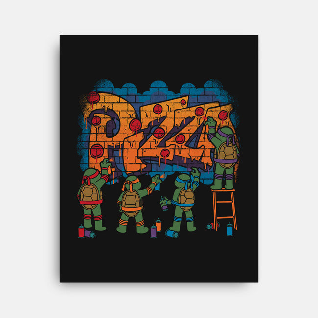 Pizza Turtle Graffiti-None-Stretched-Canvas-Studio Mootant