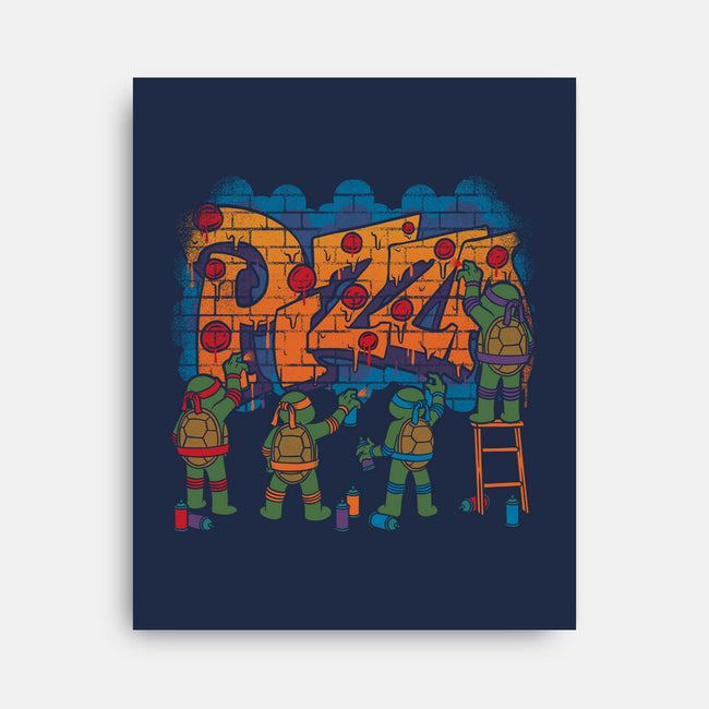 Pizza Turtle Graffiti-None-Stretched-Canvas-Studio Mootant