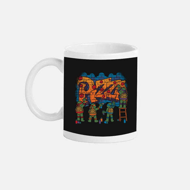 Pizza Turtle Graffiti-None-Mug-Drinkware-Studio Mootant