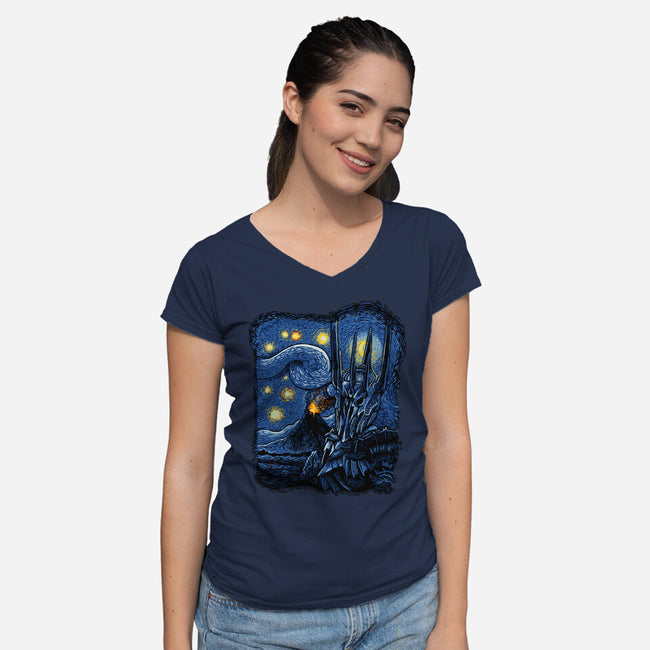 Lord Van Gogh-Womens-V-Neck-Tee-daobiwan