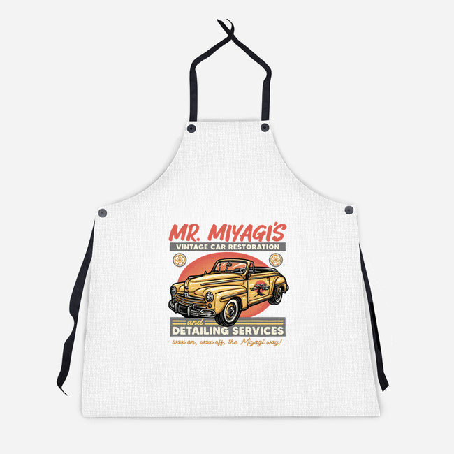 Miyagi Vehicle Restoration-Unisex-Kitchen-Apron-glitchygorilla